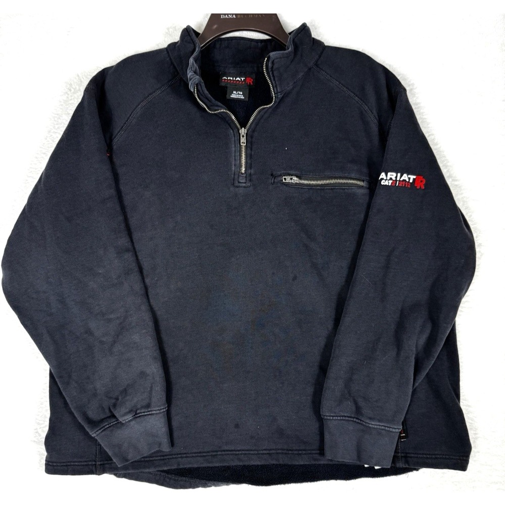 Ariat FR 1/4 Zip Pullover Sweatshirt Mens Sz XL Fleece Work CAT 2 2112 Navy